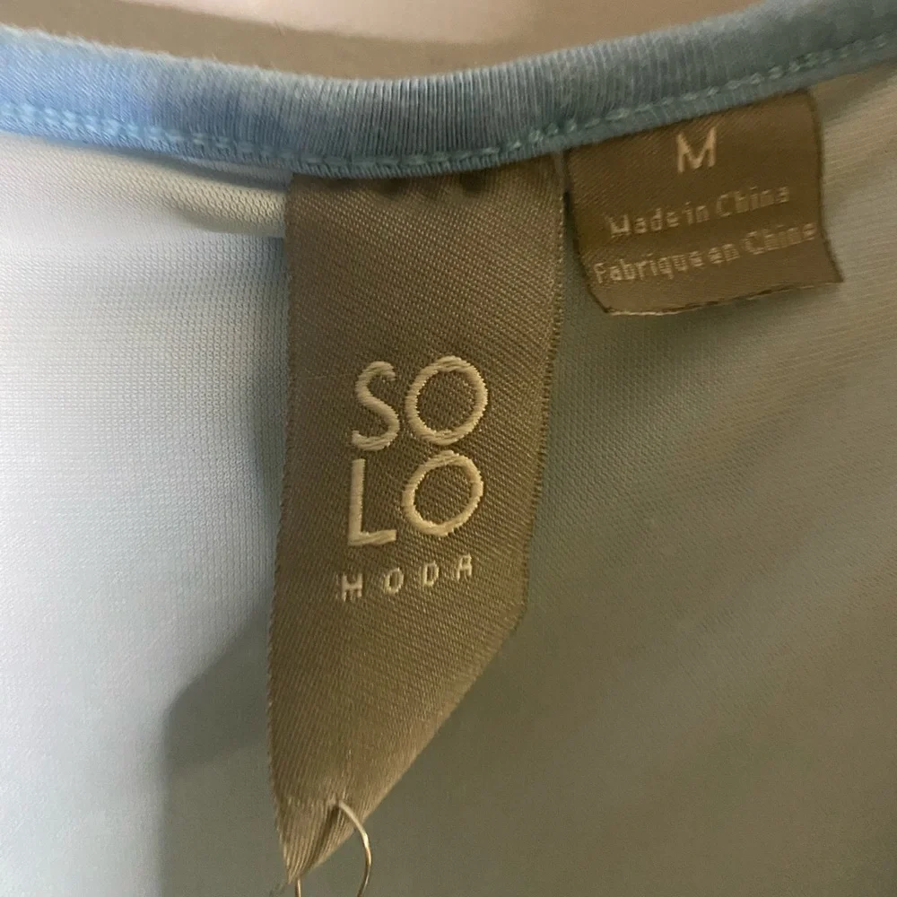 SO LO MODA‎ Blue & White Dip Dyed Ruched Cowl Neck Pullover Dress Size M